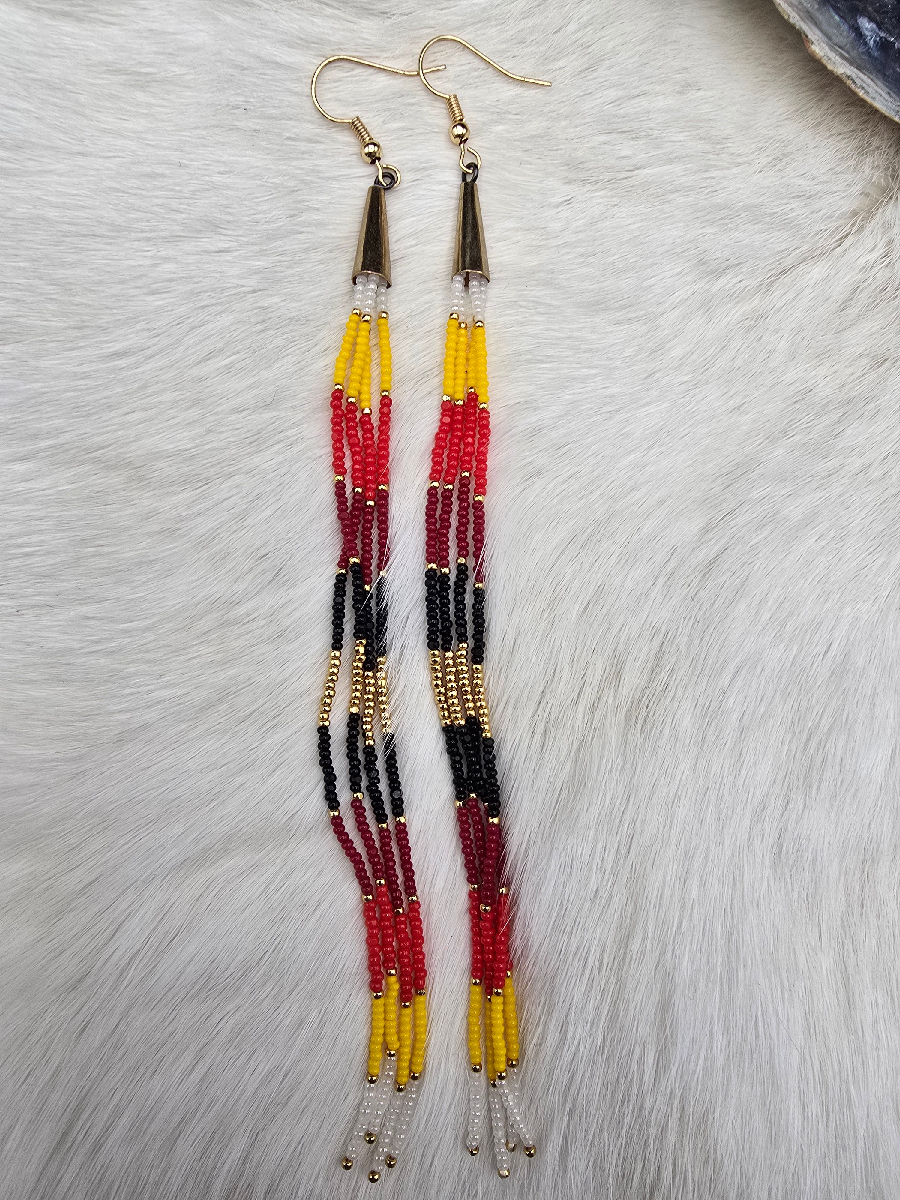 fire colour fringe earrings