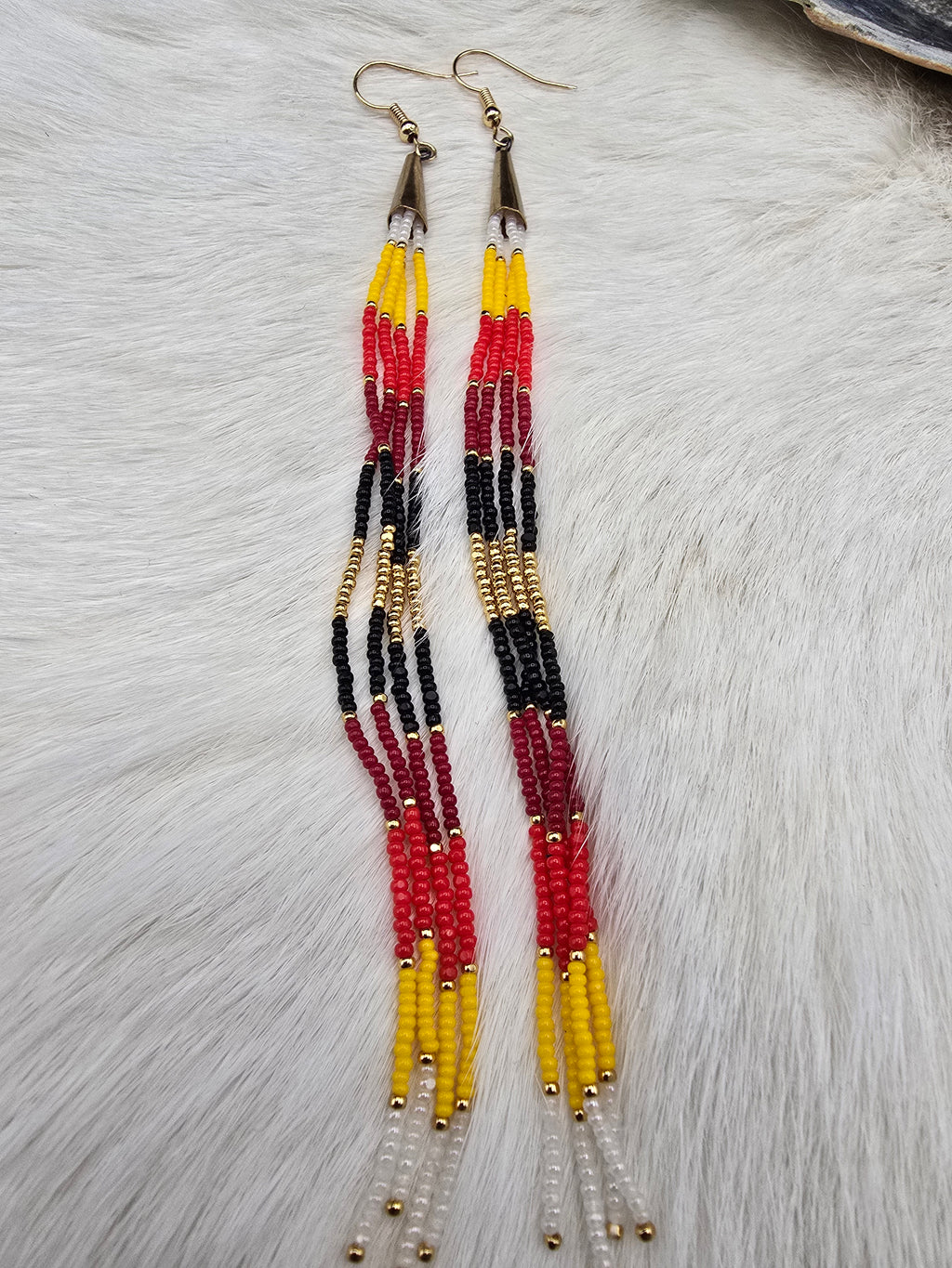 fire colour fringe earrings