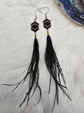 Black & Gold feather earrings