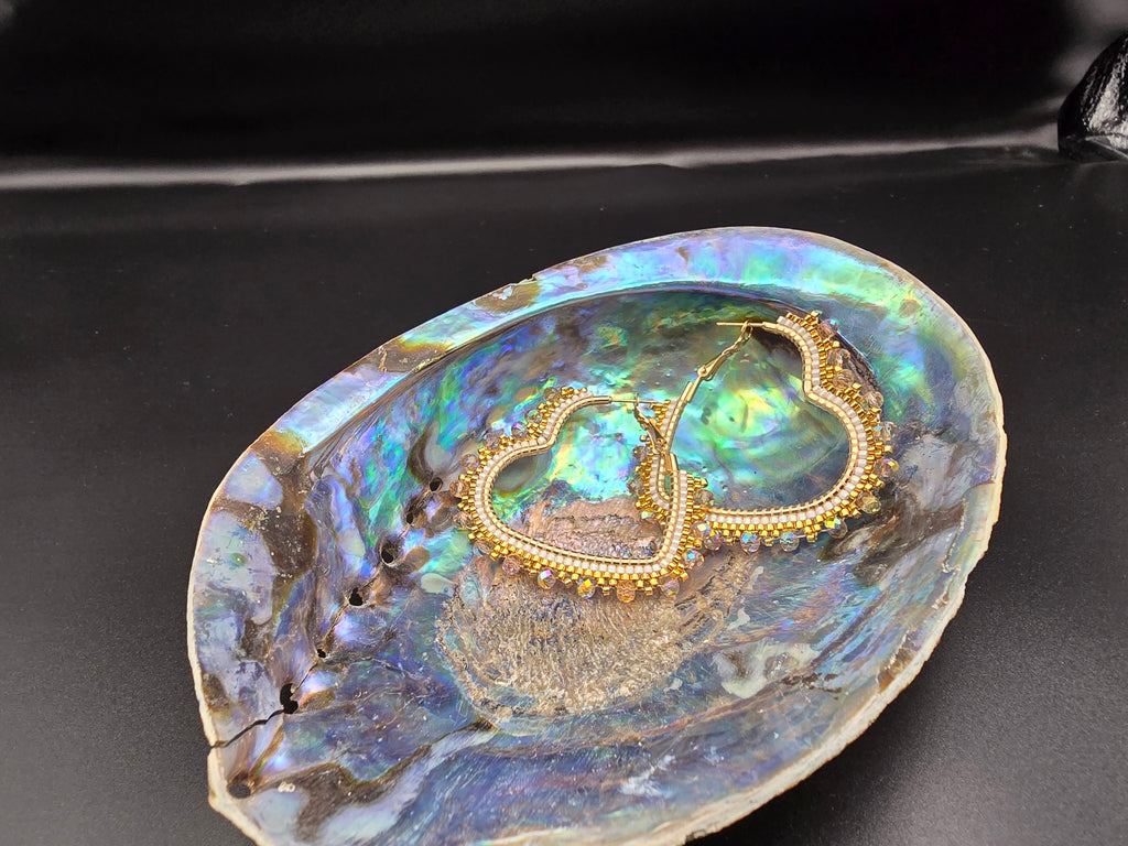 Gold heart hoops