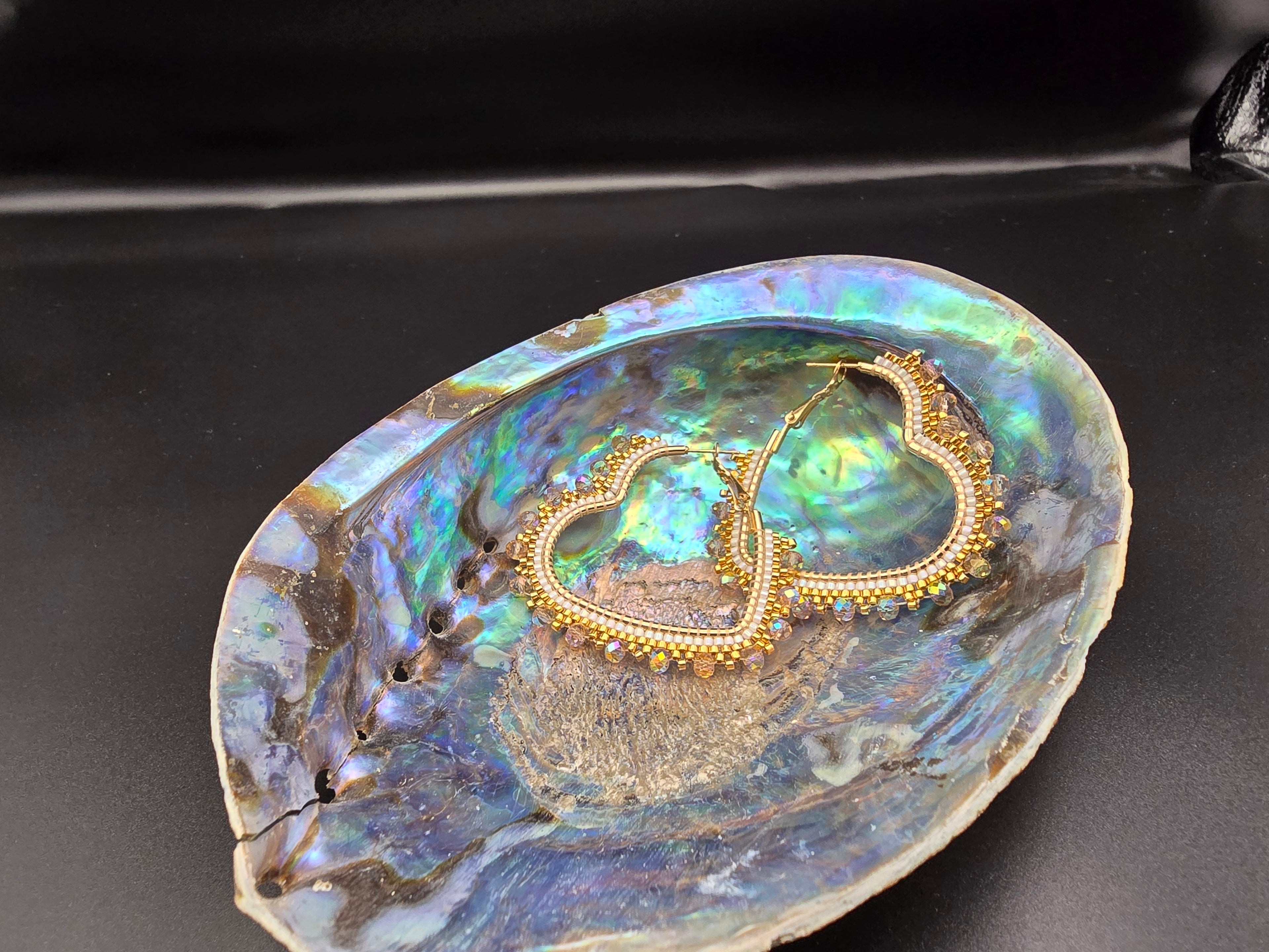 Gold heart hoops