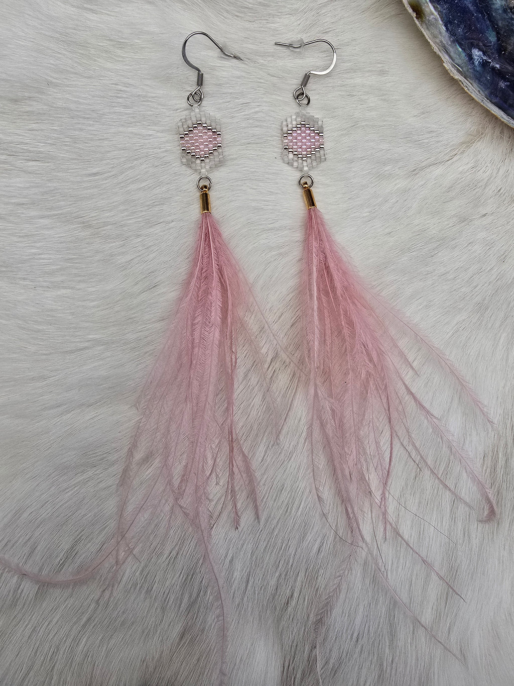 light pink feather earrings