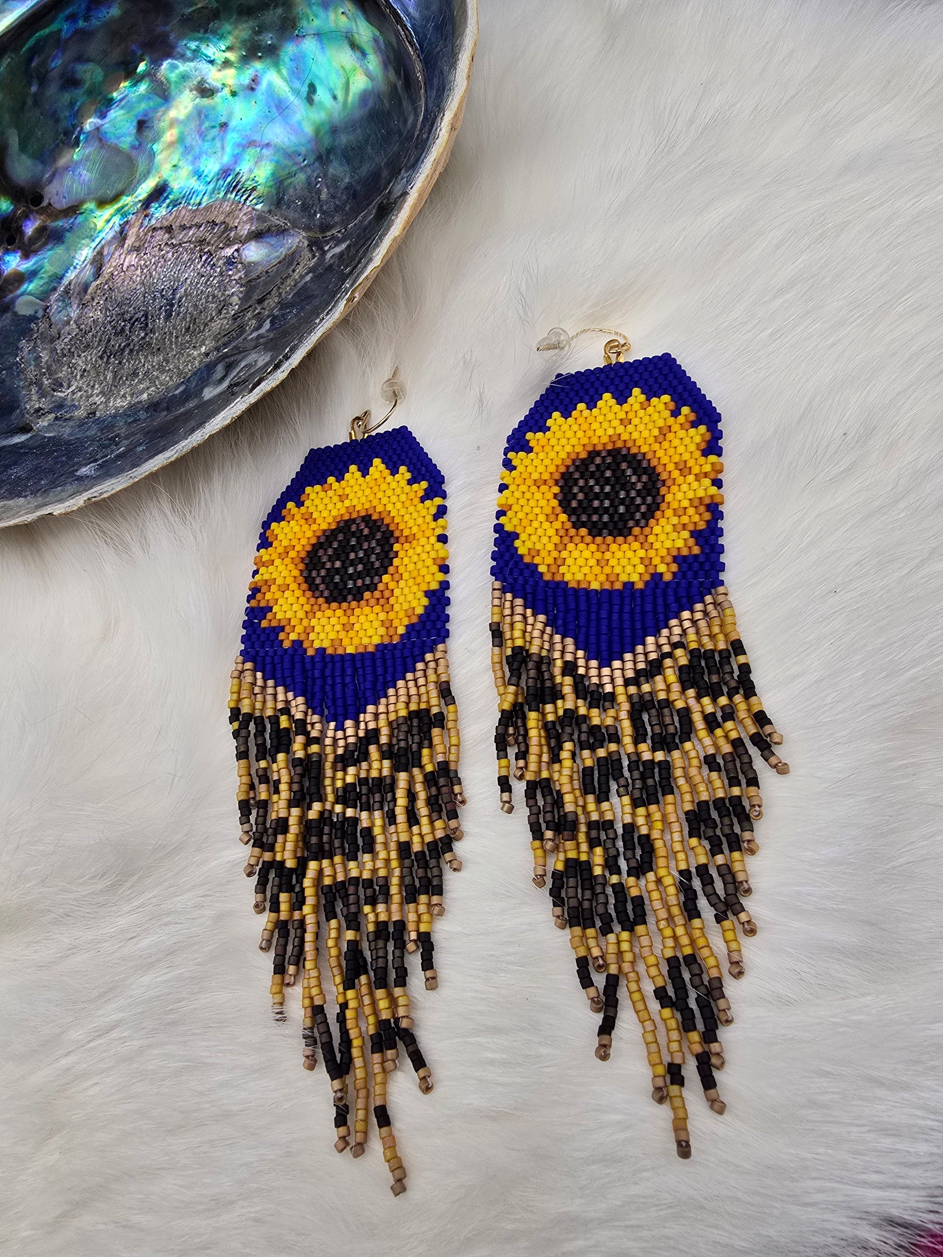sunflower fringe earrings