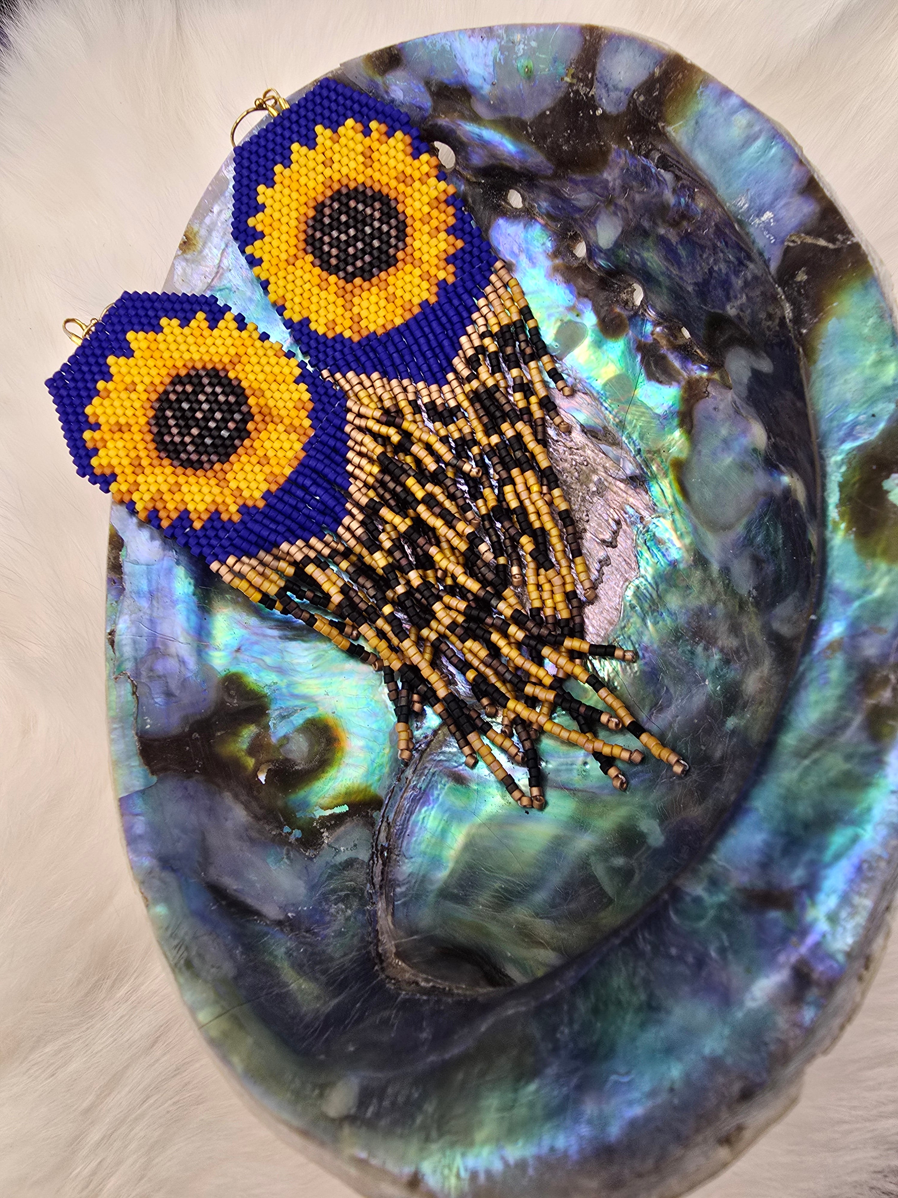 sunflower fringe earrings