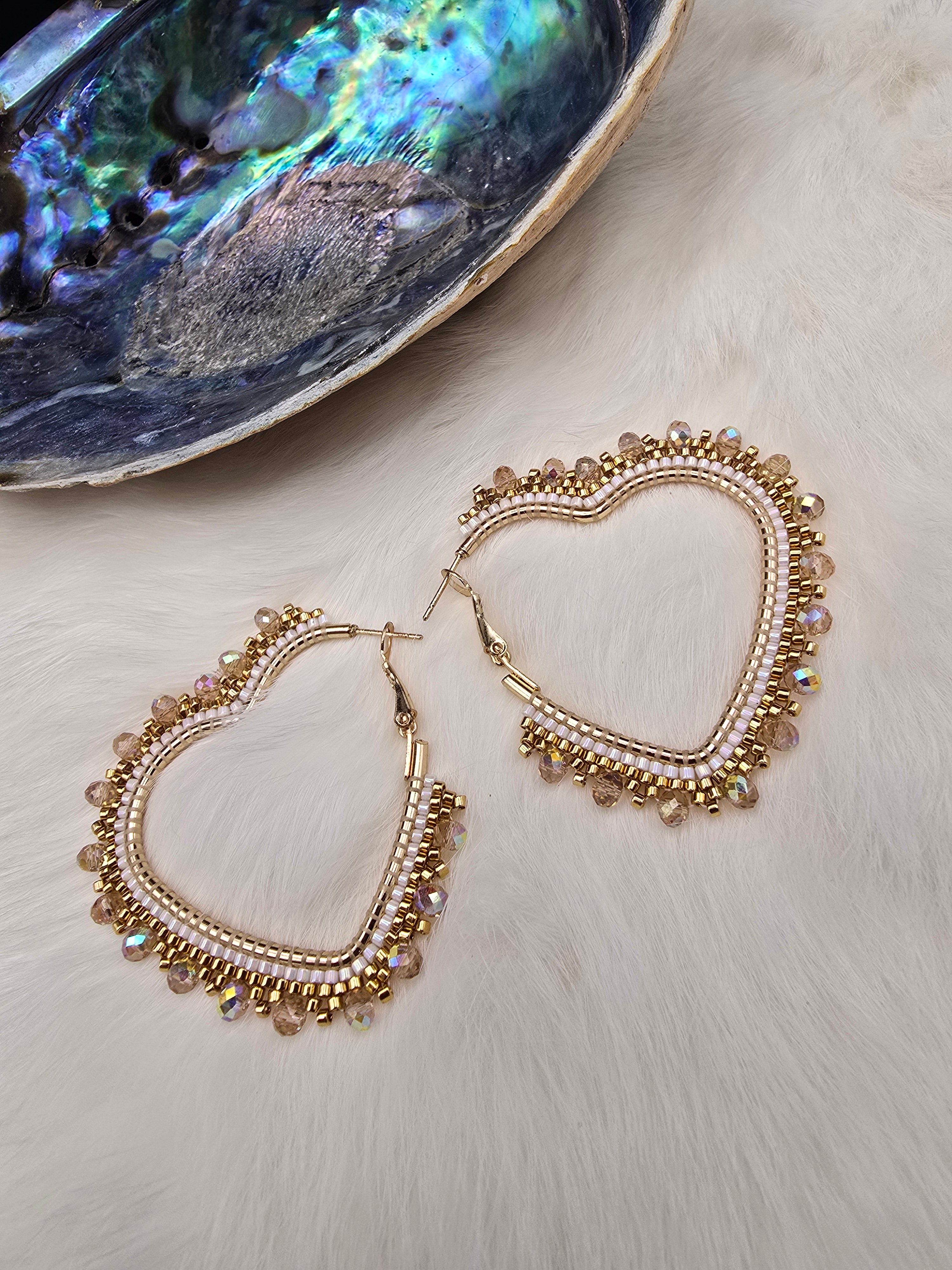 Gold heart hoops
