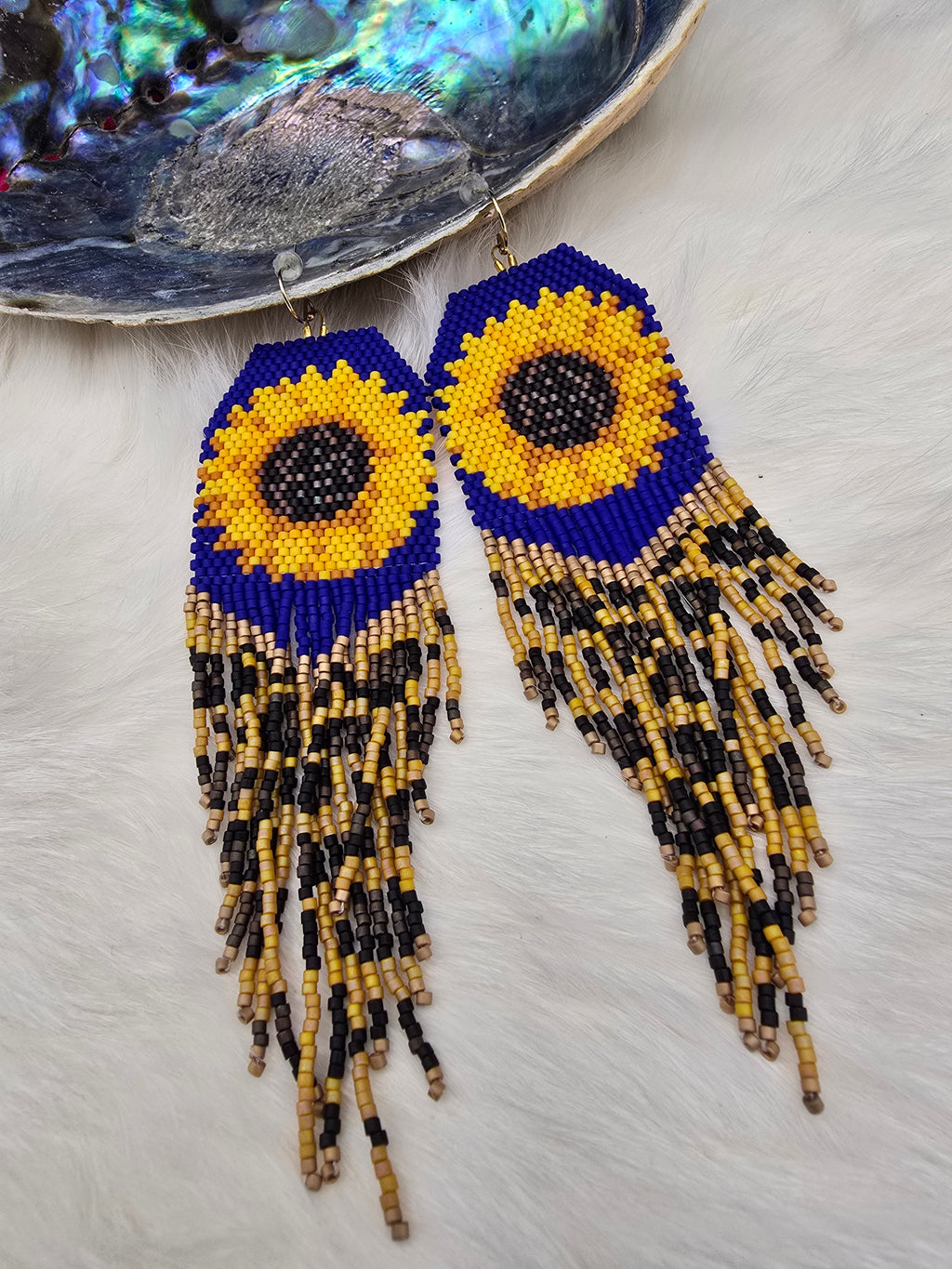 sunflower fringe earrings