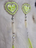 Neon Heart feather earrings