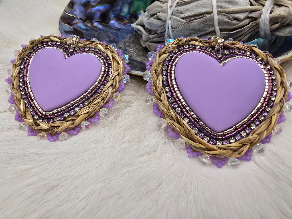Purple sweetgrass hearts